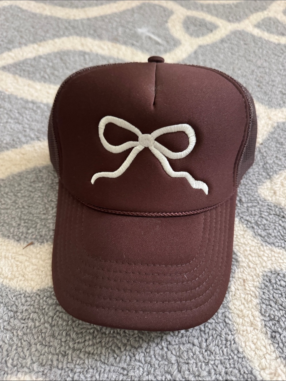Maroon Bow Trucker Hat for Women - Embroidered Bow Accent